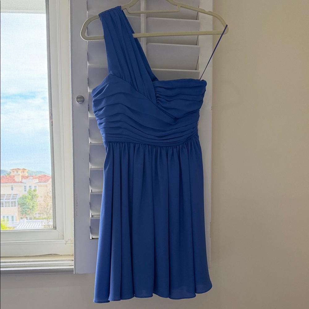 Express Elegant Blue One-Shoulder Dress